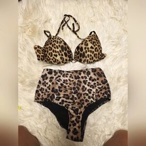 ASOS Leopard Print Bra and Panty Set bundle Of Swimwear Have Discount